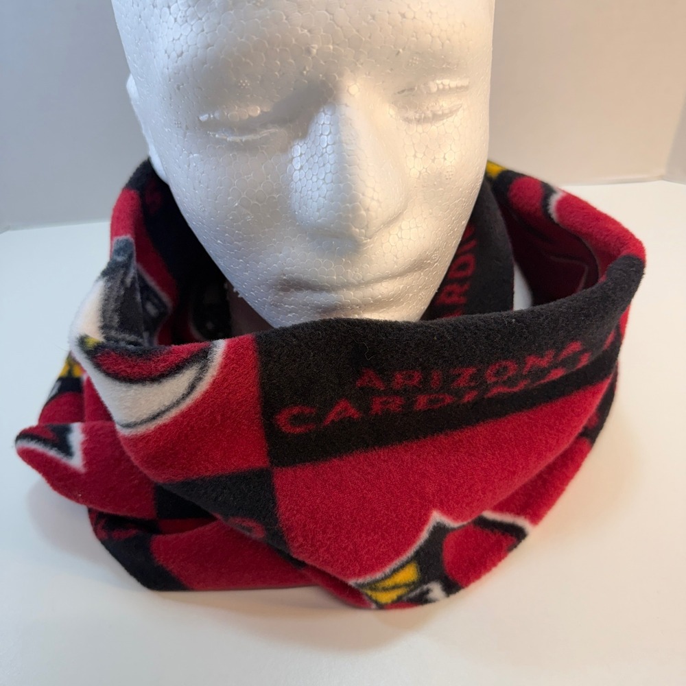 Arizona Cardinals NFL Infinity Scarf OS Red Black Fleece Logo Print Handmade